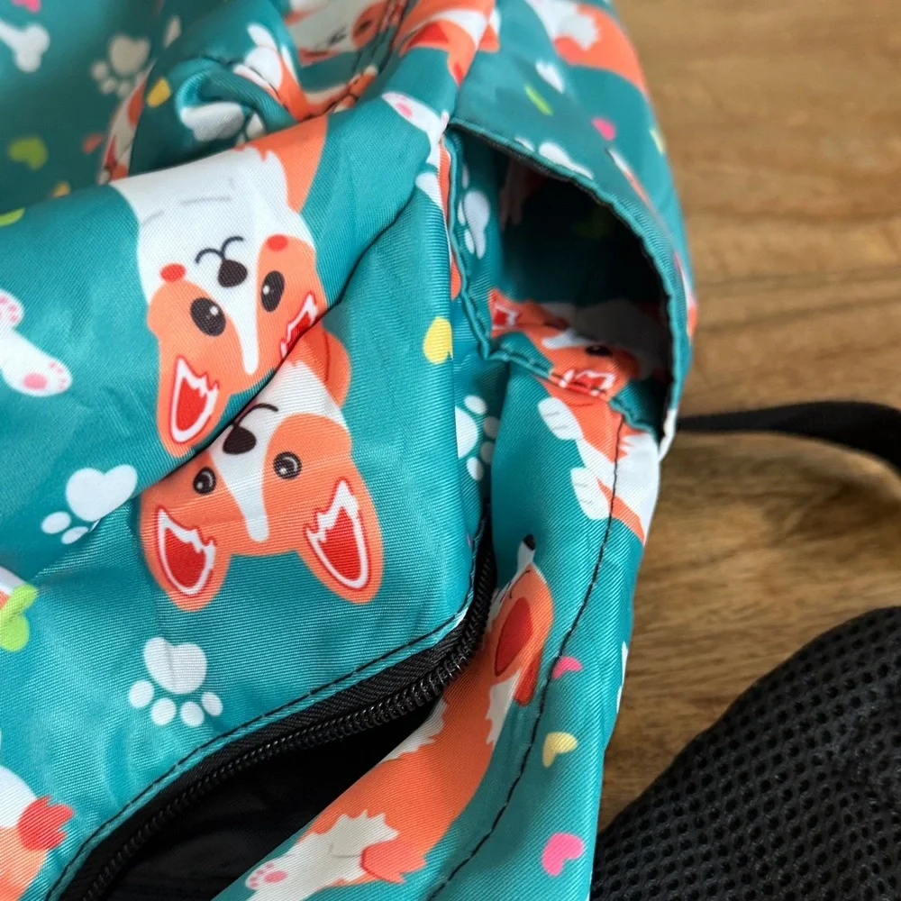 Teal Corgi Backpack Multiple Compartments - Picture 8 of 8